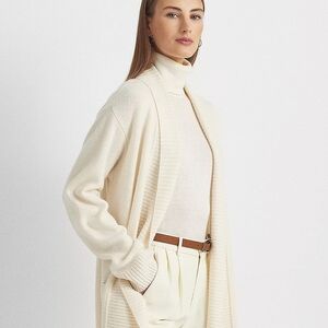 NWT Lauren Ralph Shawl Collar Cashmere Cardigan